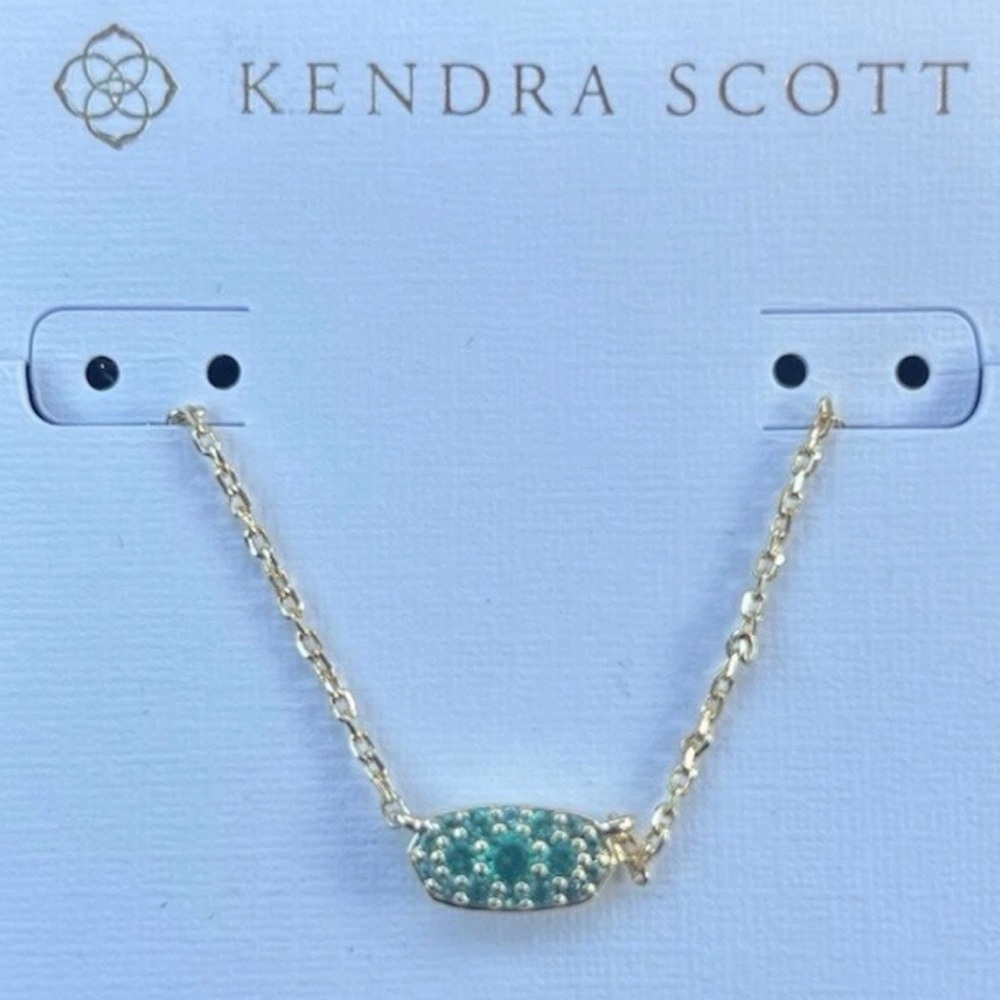 Kendra Scott Green mini Oval Pendant Necklace